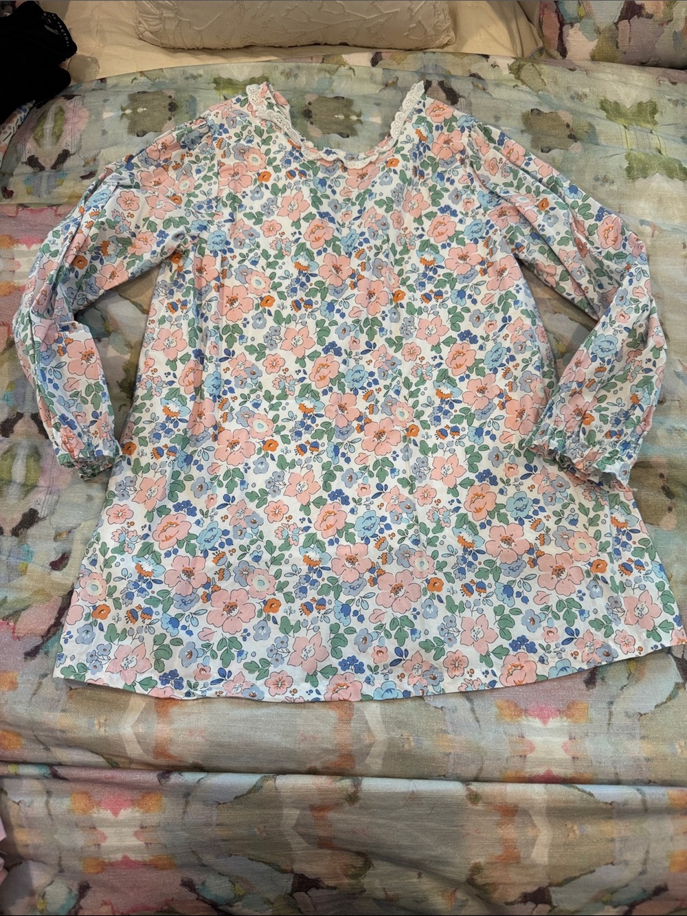 Girls' Floral Long-Sleeve Top in pink & Blue